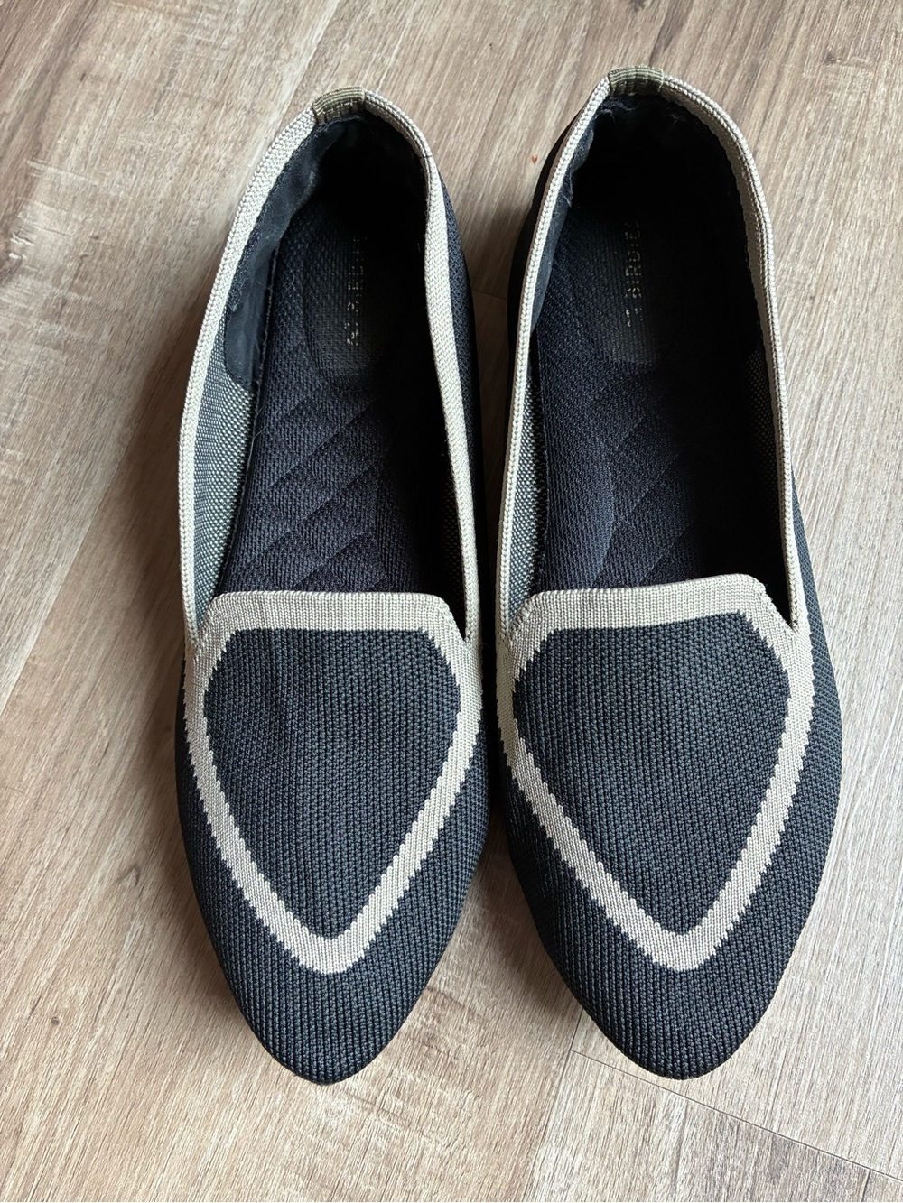 Birdies The Blackbird Flat Knit Pointed Slip-On Flats with Cream Trim